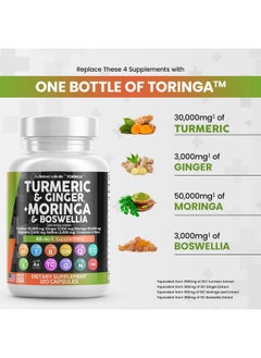 Clean Nutraceuticals Turmeric Curcumin 30000Mg Ginger 3000Mg Moringa 50000Mg Boswellia 3000Mg Saffron 2000Mg Joint Support Supplement For Women And Men With Ceylon Cinnamon Quercetin Tart Cherry Made In Usa 120 Caps  - Image 4