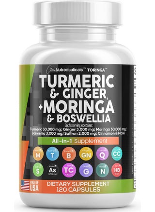 Turmeric Curcumin 30000Mg Ginger 3000Mg Moringa 50000Mg Boswellia 3000Mg Saffron 2000Mg Joint Support Supplement For Women And Men With Ceylon Cinnamon Quercetin Tart Cherry Made In Usa 120 Caps - pzsku/Z5F99F495E2075005265CZ/45/_/1695146154/da280db1-1c9e-40e9-adbc-b1fba1ec212b