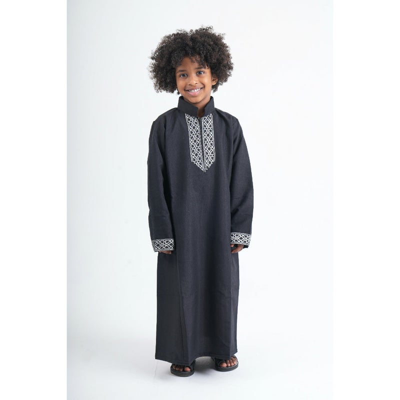Ourkids Boys Cotton Long-Sleeved Ramadan Jilbab – Black – 8-9y - Image 3