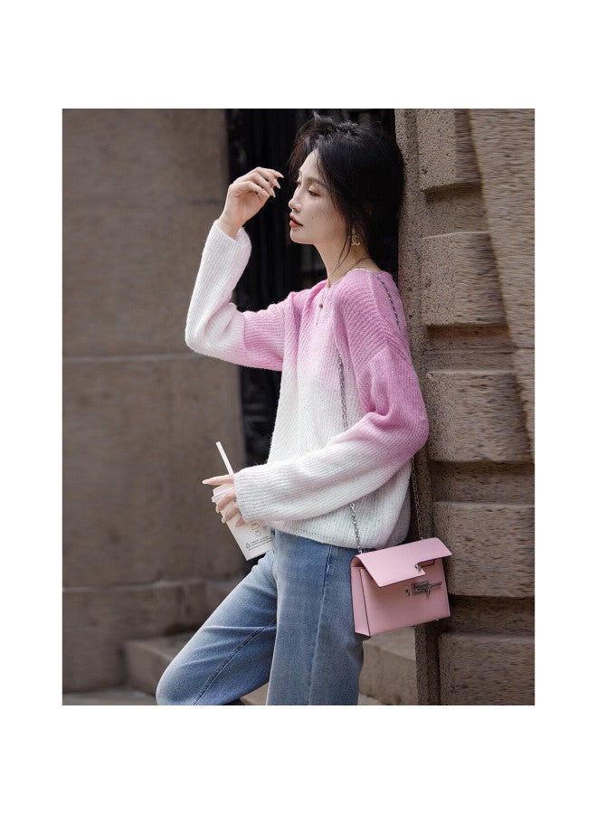 dme Demana (dingdai'er Styling) Spring And Autumn Artistic Gradient Wool-blend Sweater, Lazy-fit Knit Top For Women  - Image 2