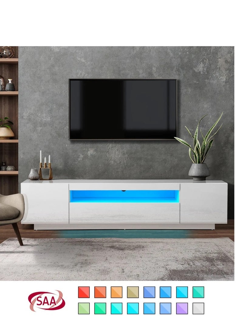 هامود حمود، خزانة تلفزيون، حامل وحدة الترفيه باللون الأبيض، إضاءة LED RGB لامعة، الطول 2 متر، الارتفاع 50 سم، العمق 50 سم - Image 2