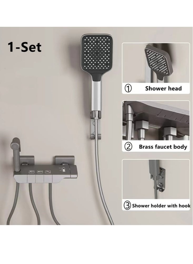 Kutis 1-Set Shower System Triple Function Bathroom Shower Head Faucet With Sprayer Grey  - Image 1