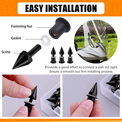 Rustark 15Pcs Aluminum Spike Motorcycle Windscreen Bolts Windshield Screws Replacement (Black) - Image 5