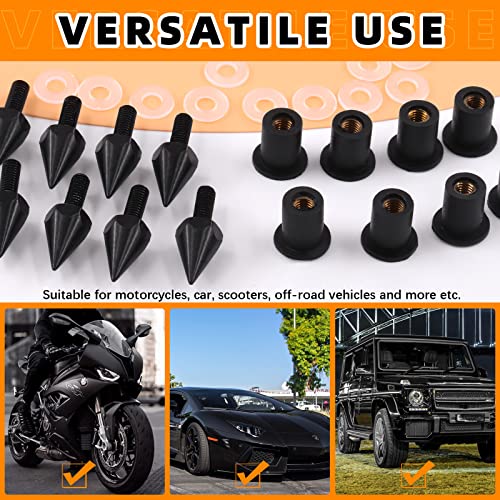 Rustark 15Pcs Aluminum Spike Motorcycle Windscreen Bolts Windshield Screws Replacement (Black) - Image 3