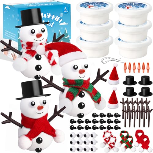 AWHETIE 6 Pack Stocking Stuffers for KidsChristmas Crafts for Kids Build a Snowman KitSnowman Crafts Modeling Clay for Christmas Stocking Stuffers Gifts Activities Boys Girls - Image 1