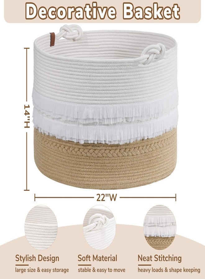CherryNow Large Wicker Laundry Basket for Entryway, Bedroom, Jute Decorative Baskets for Clothes, Toys, Towel Basket for Bathrooom, 22 x 14 inches, 83L - Image 4