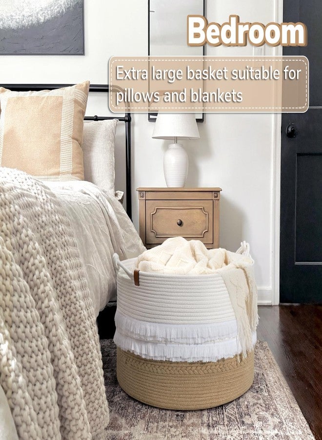CherryNow Large Wicker Laundry Basket for Entryway, Bedroom, Jute Decorative Baskets for Clothes, Toys, Towel Basket for Bathrooom, 22 x 14 inches, 83L - Image 3