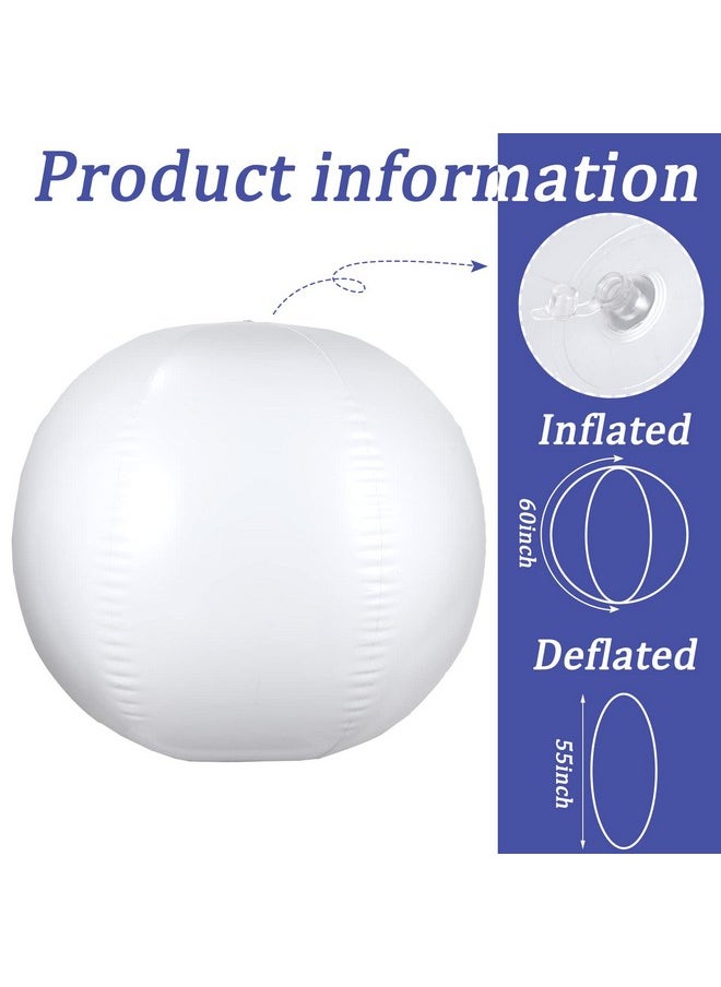 Harrycle - 5 Feet White Giant Beach Ball 60 Inches Inflatable Ball Massive Beach Decorations Supplies For Water Games Birthday Summer Hawaiian Tropical Party (2 Pcs) - Image 1