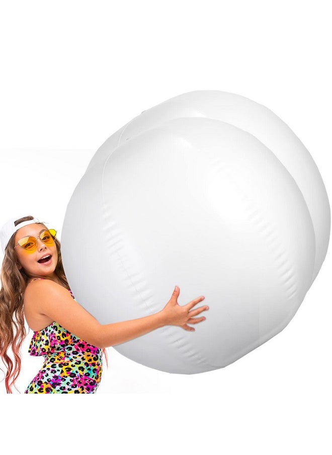 Harrycle - 5 Feet White Giant Beach Ball 60 Inches Inflatable Ball Massive Beach Decorations Supplies For Water Games Birthday Summer Hawaiian Tropical Party (2 Pcs) - Image 1