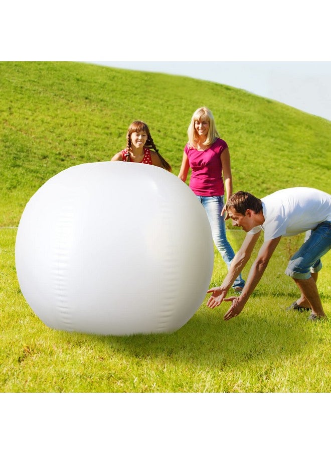 Harrycle - 5 Feet White Giant Beach Ball 60 Inches Inflatable Ball Massive Beach Decorations Supplies For Water Games Birthday Summer Hawaiian Tropical Party (2 Pcs) - Image 1