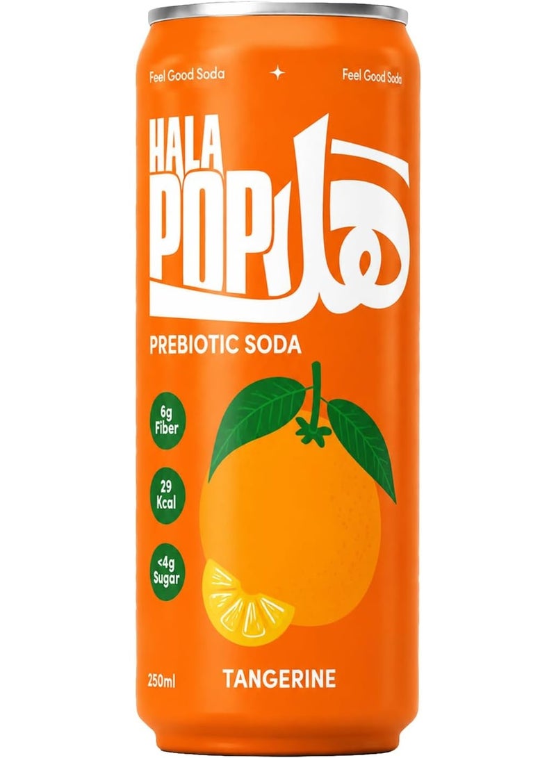 HalaPop Prebiotic Soda, Tangerine - An All Natural, Sparkling Prebiotic Beverage With Plant Based Fiber To Support Gut Health And Digestive Wellness |No Added Sugar - 4 Pack (250 ml each) - Image 2