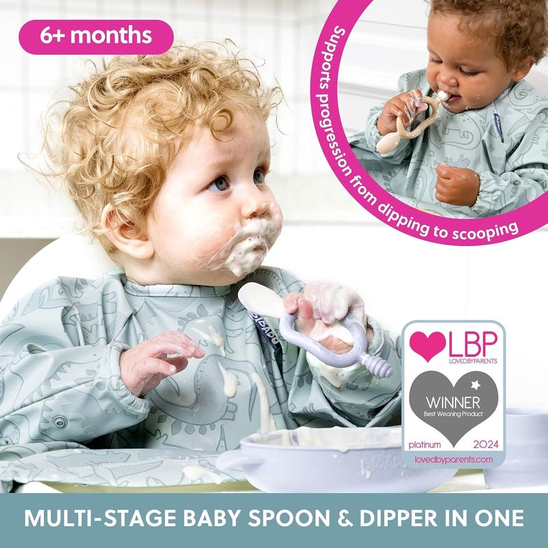 bibado 2 in 1 Easy Grip Spoon and Dipper for Self Feeding- Infants- Blue (Pack of 2) - Image 3