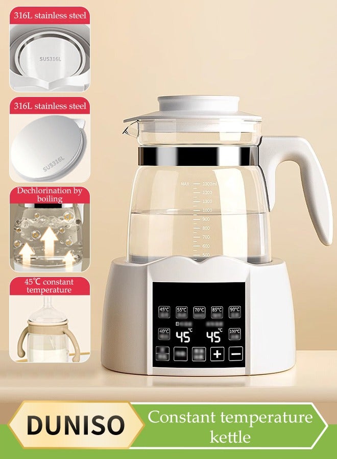 DUNISO Thermostatic kettle, home baby milk regulator, baby intelligent insulated kettle with night light, used for dechlorination, thawing, tea brewing, milk mixing, boiling,1000ml，18 * 26cm - Image 1