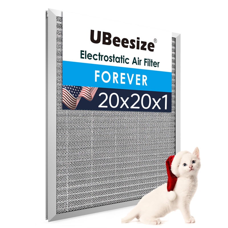 UBeesize 20x20x1 Reusable Air Filter - Washable, MERV 8,Permanent, Electrostatic - Lasts a Lifetime - Enjoy Fresher Air in Home and Office HVAC AC Furnace Systems (Actual Size: 19.75x19.75x0.8 Inch) - Image 1