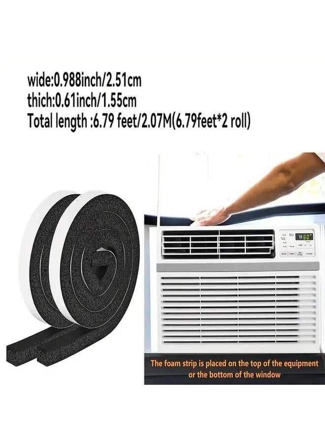 2 Rolls 0.988 x 6.79 Feet Foam Window AC Seal Strip Door Weatherstrip Insulation Gasket - Image 3