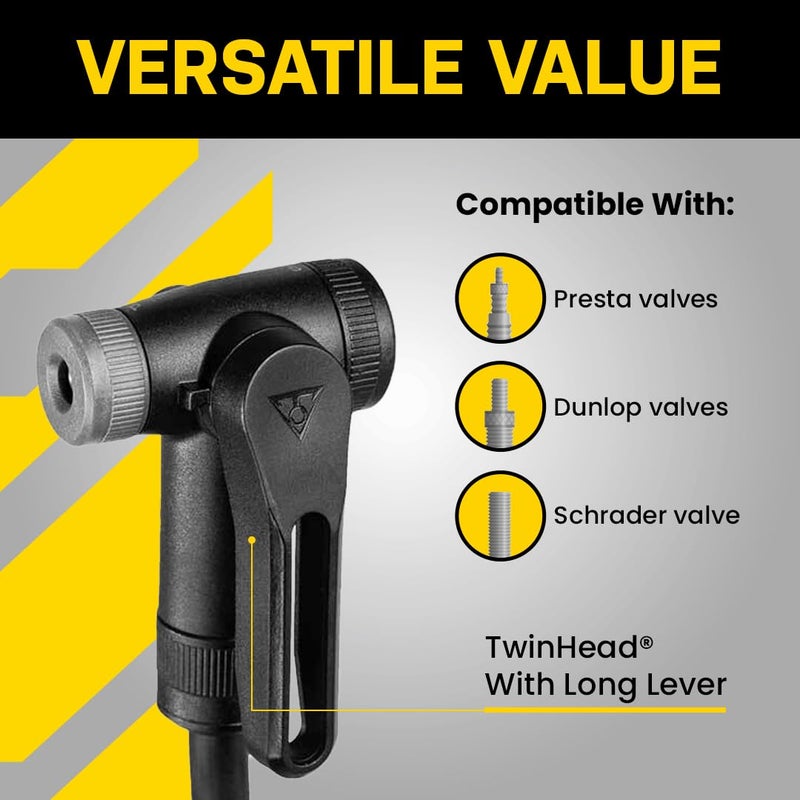 TOPEAK مضخة أرضية عالية الضغط توبيك جو بلو سبورت III، أصفر - Image 2