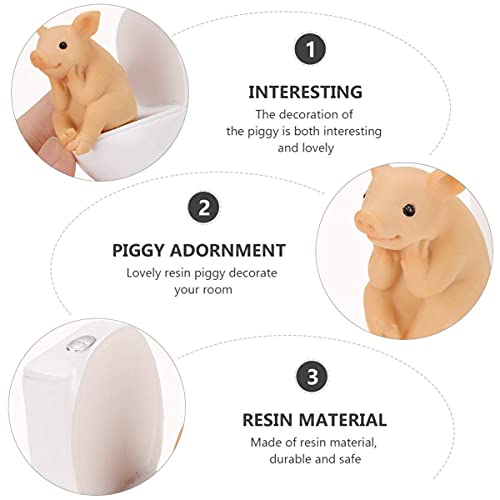 KEEPKAP Pig Statue Mini Pig Figurine, Resin Home Decor, Lucky Animal Garden Statue for Micro Landscape (Pig Squatting on The Toilet) - Image 4