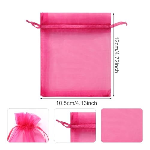 yueton 100Pack Assorted Color Small Organza Bags with Drawstring Closure 35 x 45 Organza Gift Pouches for Jewelry Wedding Favors and Party Gifts - Image 5