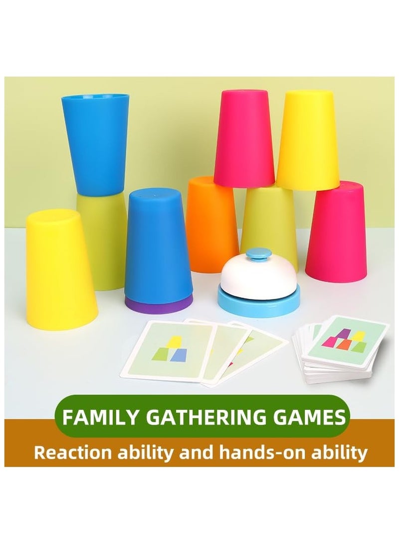 Battle Stacking Cups (54 Cards, 12 Cups, 1 Bell) - Color Sorting Cognitive Training Table Game, Puzzle Competitive Parent-Child Interactive Toy for - Image 4