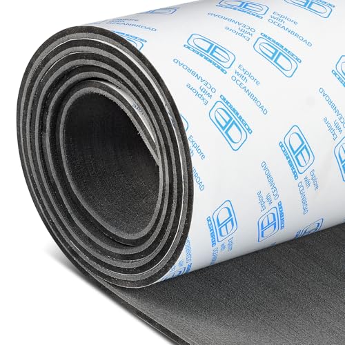 OCEANBROAD Brushed Boat Flooring 48''x16'' Self-Adhesive EVA Foam Sheet Non-Slip Traction Pad for Boats Surfboard SUP Paddle Board Kayak Yacht, Dark Gray - Image 1