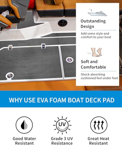 OCEANBROAD Brushed Boat Flooring 48''x16'' Self-Adhesive EVA Foam Sheet Non-Slip Traction Pad for Boats Surfboard SUP Paddle Board Kayak Yacht, Dark Gray - Image 4