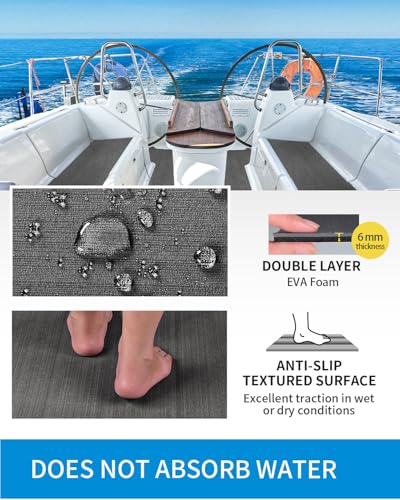 OCEANBROAD Brushed Boat Flooring 48''x16'' Self-Adhesive EVA Foam Sheet Non-Slip Traction Pad for Boats Surfboard SUP Paddle Board Kayak Yacht, Dark Gray - Image 3