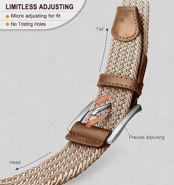 HZYH Men's Stretch Braided Canvas Belt - Comfortable, Durable &  Stylish - Image 3
