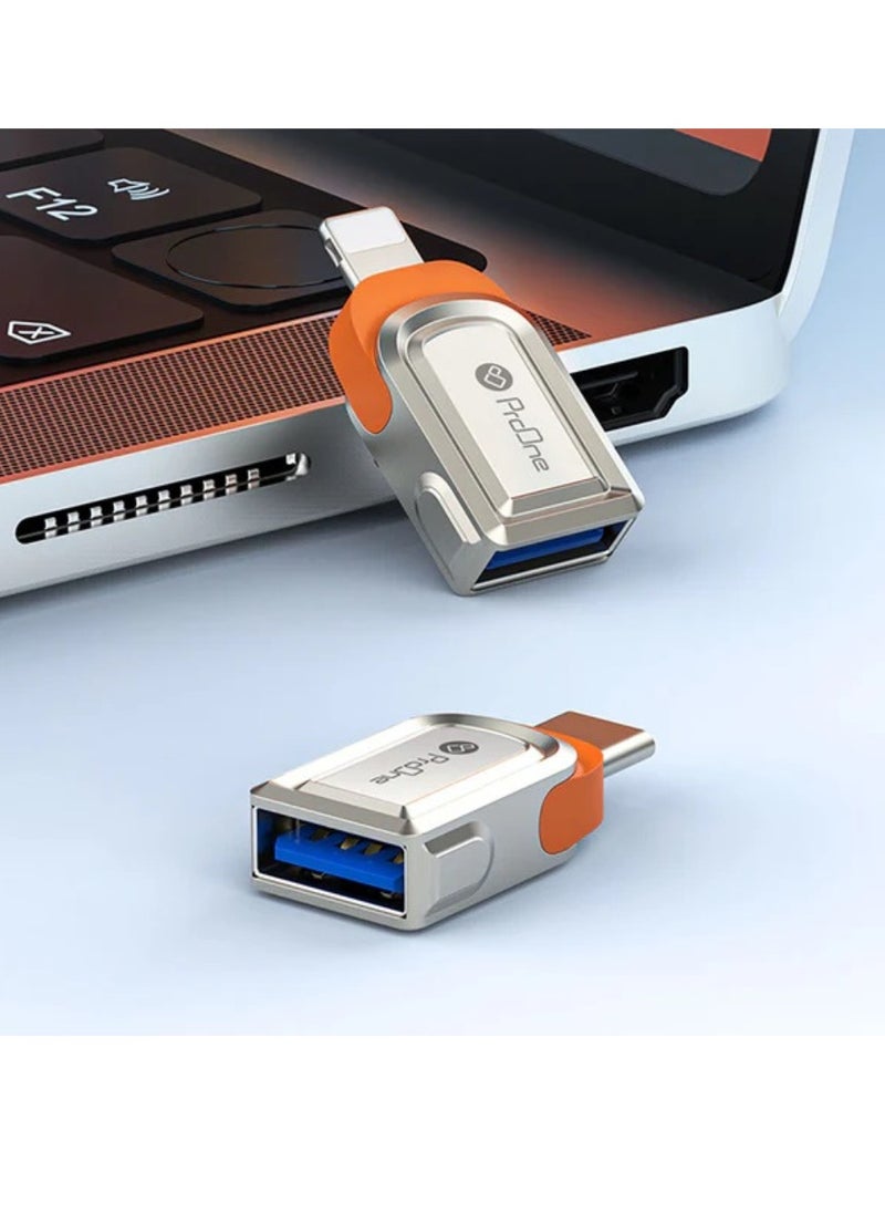 ProOne - ProOne USB 3.0 to Lightning OTG Adapter | Up to 5Gbps Fast Speed | Compatible with iPhone, iPad, USB Flash Drive, Card Reader, Camera | Aluminum Alloy, Silver - Image 1