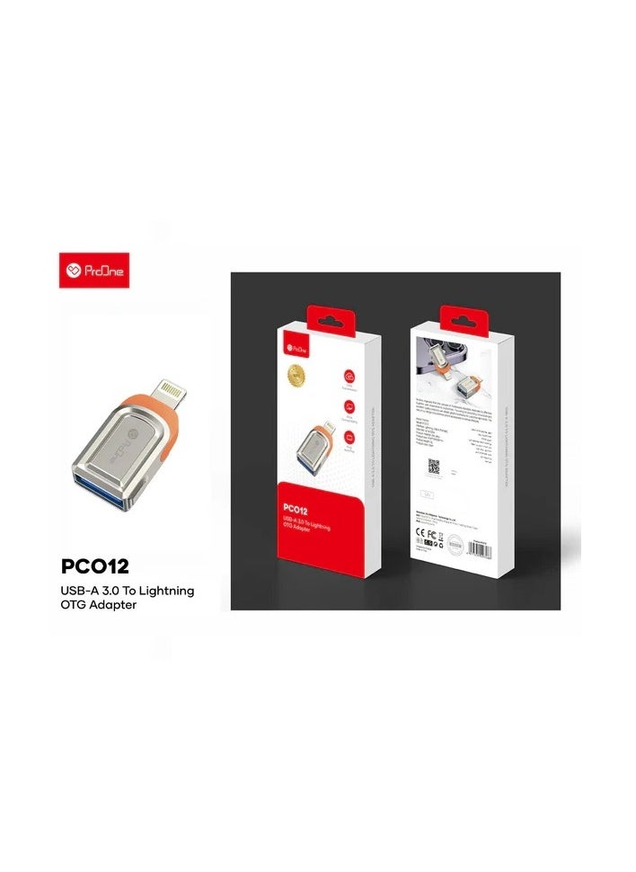 ProOne - ProOne USB 3.0 to Lightning OTG Adapter | Up to 5Gbps Fast Speed | Compatible with iPhone, iPad, USB Flash Drive, Card Reader, Camera | Aluminum Alloy, Silver - Image 1