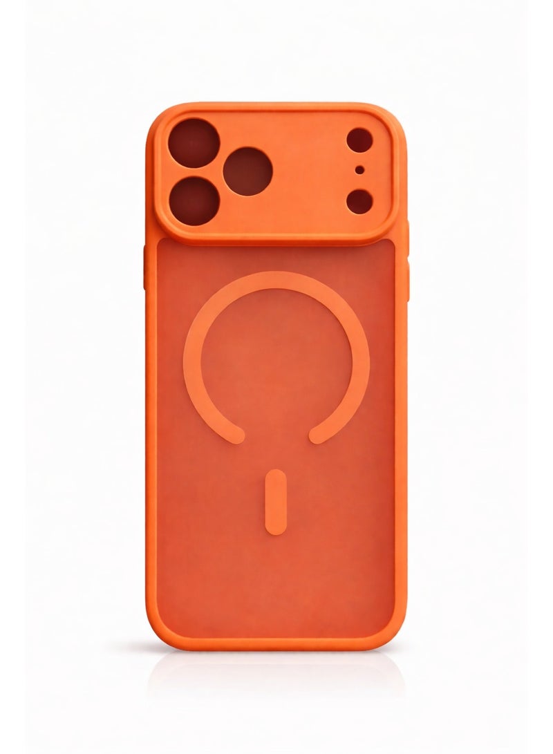 جراب شفاف مغناطيسي برتقالي لهاتف iPhone 17 Pro Max – غطاء نحيف مقاوم للصدمات مع حماية مرتفعة للكاميرا - Image 1