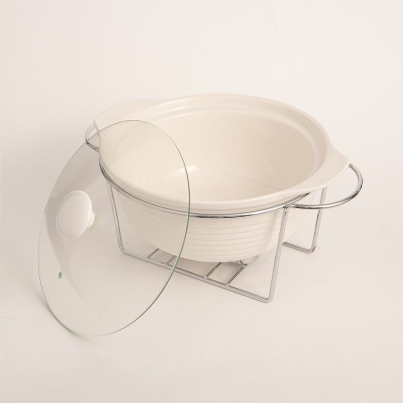 لا ميسا طبق تقديم مع سخان 11" فضي من لاميسا - Image 2