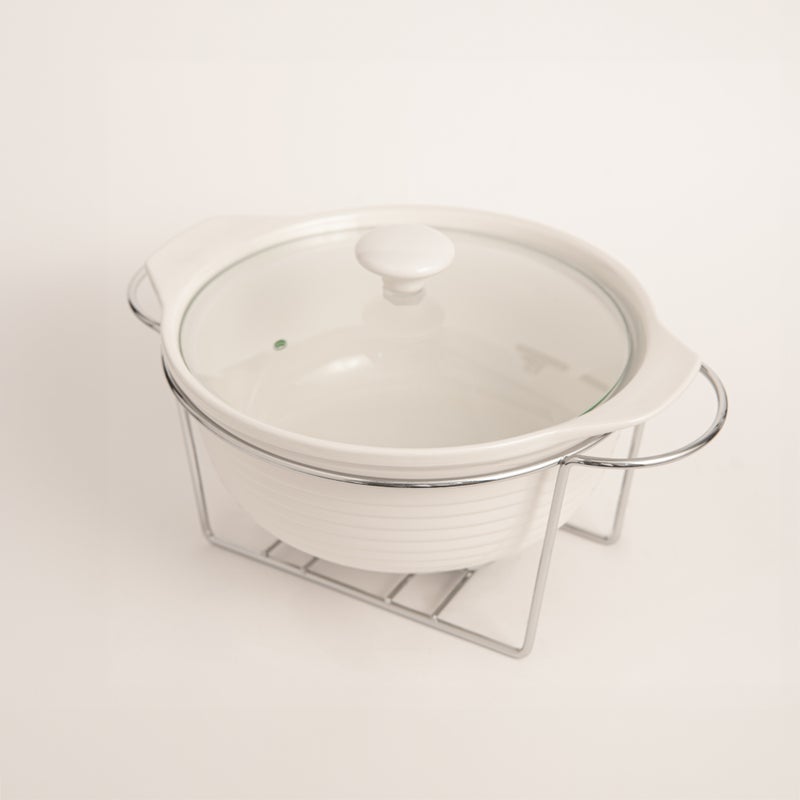 لا ميسا طبق تقديم مع سخان 11" فضي من لاميسا - Image 1