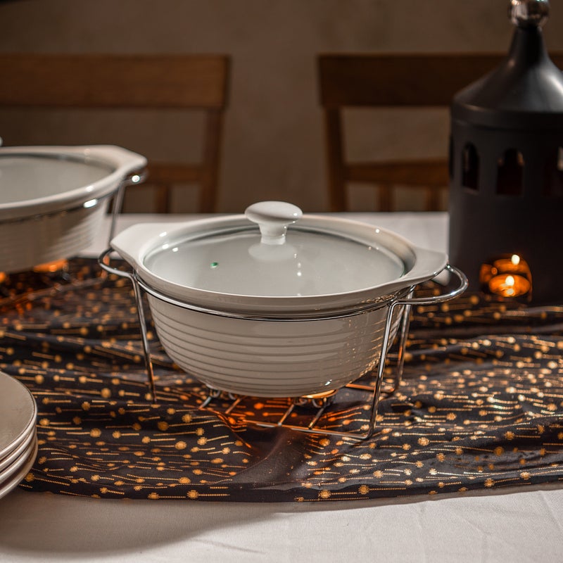 لا ميسا طبق تقديم مع سخان 11" فضي من لاميسا - Image 4