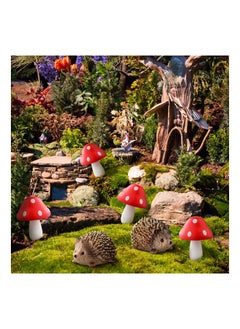 Excefore Garden Animal Statue Outdoor Fairy Tale Wild Garden Accessories Resin Hedgehog and Wood Mushroom Plants Potted Miniature Garden Bonsai Craft Decoration  - Image 3