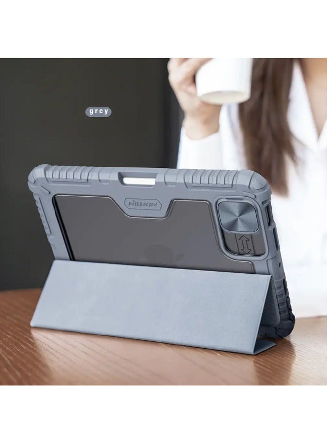 Suitable for iPad Mini 7 2024 Slide Cover Protector Anti-Voyeur Protective Leather Case, Cushioned Leather Flap with Camera Cover, Pen Holder, Stability Stand  - Image 4