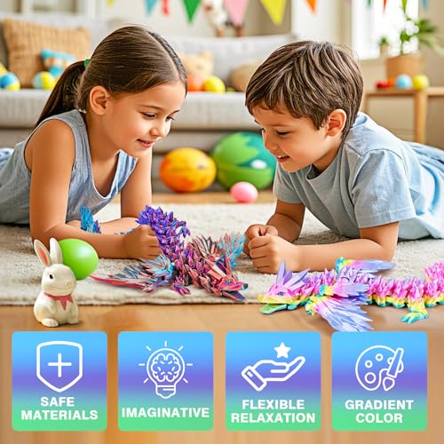 SHUWND Large 3D Printed Dragon with Wings 18 inch Articulated Crystal 3D Dragon Toys Big 3D Printed Animals ADHD Fidget Toy Gifts for Desk Decor Easter Basket Stuffers and Essentials - Image 5