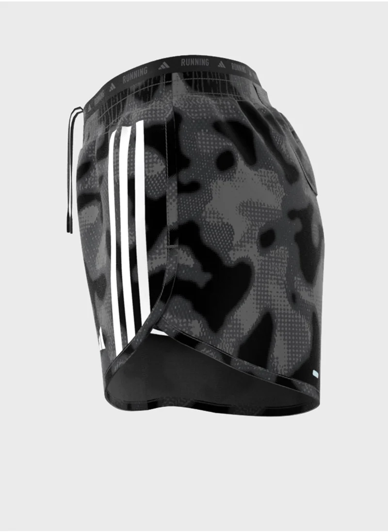 Adidas 3 Stripes Own The Run All Over Printed Shorts