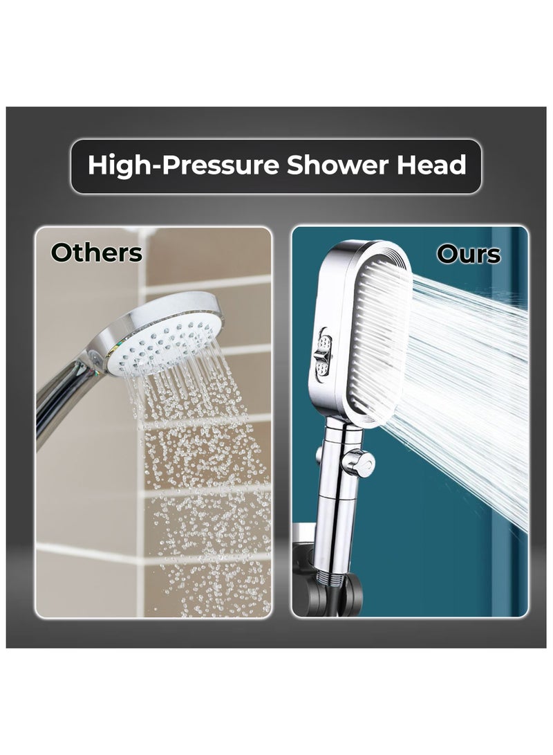 ABJ Improved shower head with pressure regulation, effortless water control, and comfort with extra 3 filters  - Image 2