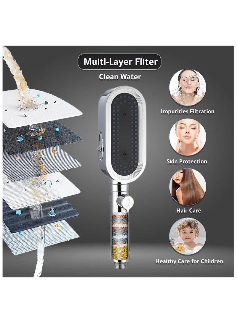 ABJ Improved shower head with pressure regulation, effortless water control, and comfort with extra 3 filters  - Image 4