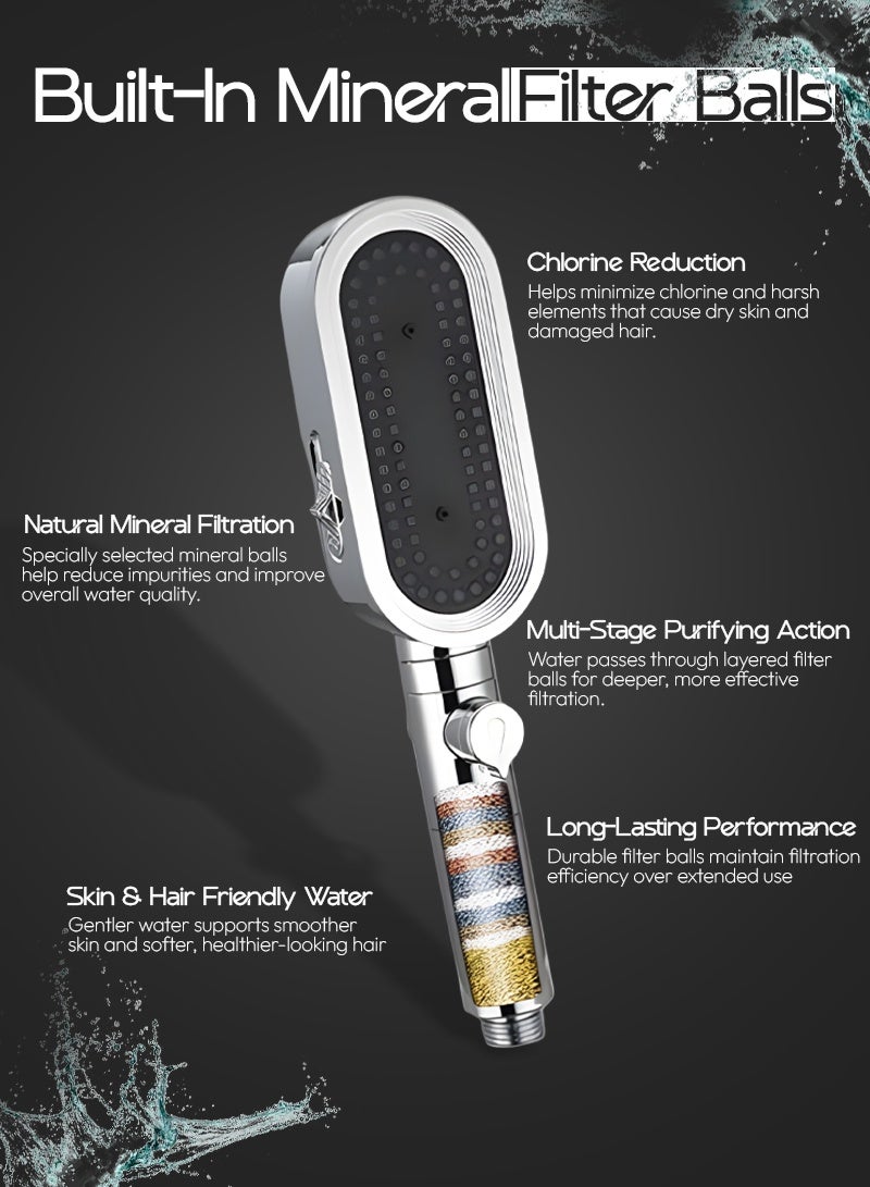 ABJ Improved shower head with pressure regulation, effortless water control, and comfort with extra 3 filters - Image 4