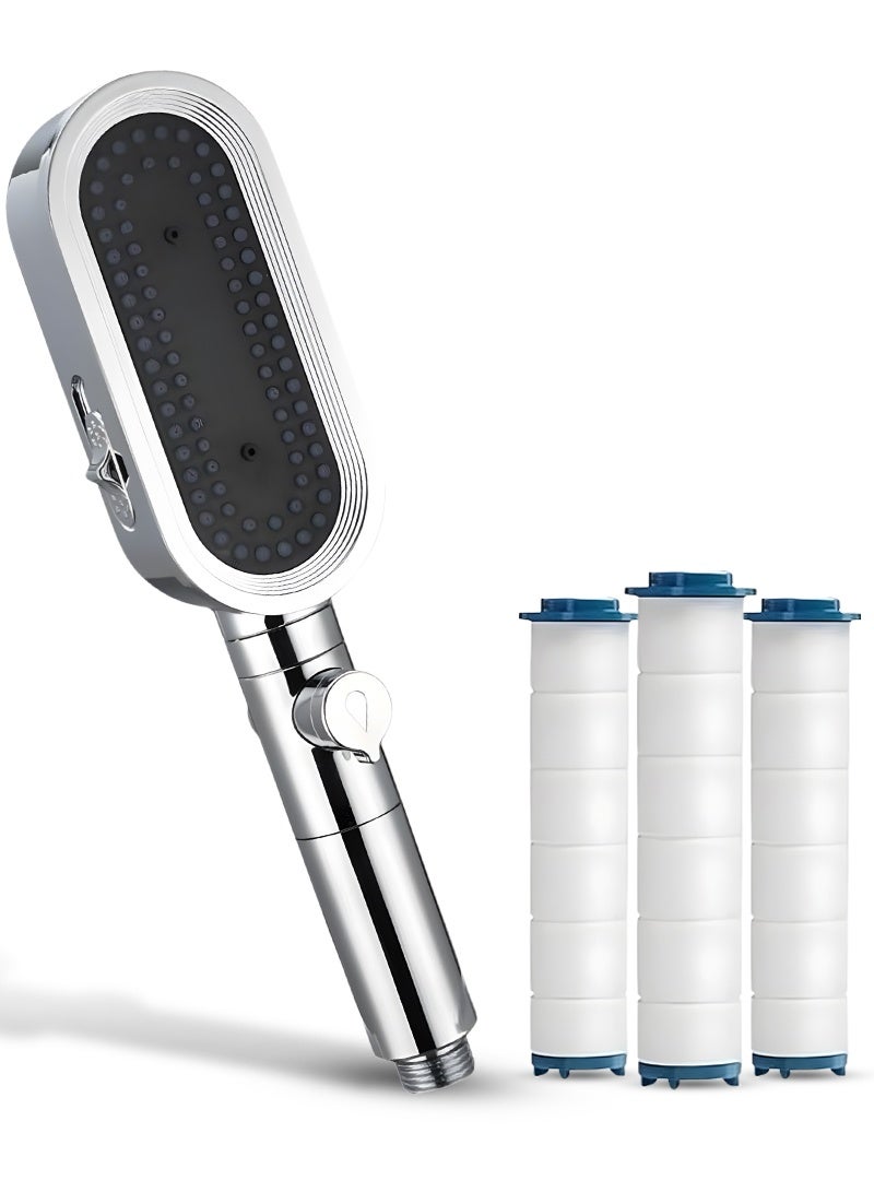 ABJ Improved shower head with pressure regulation, effortless water control, and comfort with extra 3 filters - Image 1