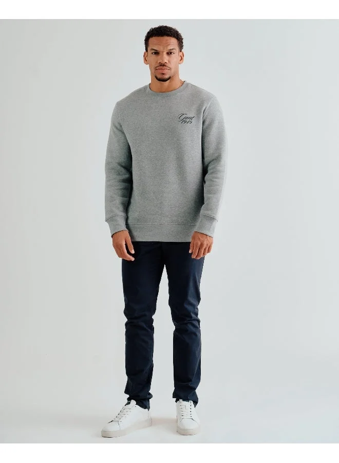 GANT  Dubai Capsule Graphic Crew Neck Sweatshirt – Grey Melange for Men | Best Price UAE