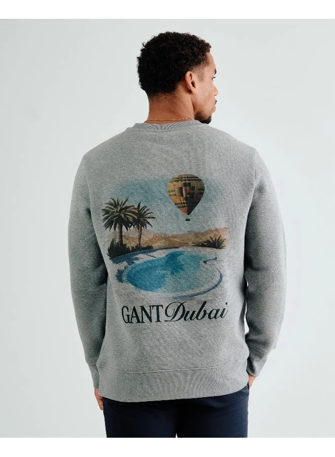 غانت سويت شيرت دبي كبسول جرافيك بياقة دائرية - رمادي ميلانج