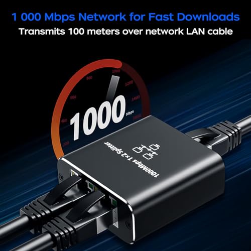 QINGLER Ethernet Splitter 1000 Mbps High Speed, RJ45 Internet Cable Splitter 1 to 2 - Cat6 Extended Connector Compatible with Cat5/5e/6/7/8 Cable - Image 2