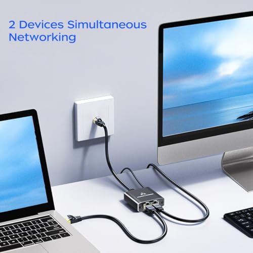 QINGLER Ethernet Splitter 1000 Mbps High Speed, RJ45 Internet Cable Splitter 1 to 2 - Cat6 Extended Connector Compatible with Cat5/5e/6/7/8 Cable - Image 3