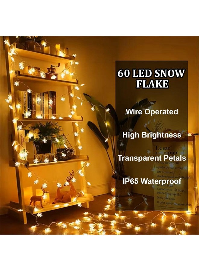 fizzytech Plastic Snow Flake String Lights Of Home Decoration Diwali Light For Party Birthday Diwali Christmas Navratri Valentine Gift Lights Of Home Decoration (12 Meter 60 Led, Warm White) - Image 5