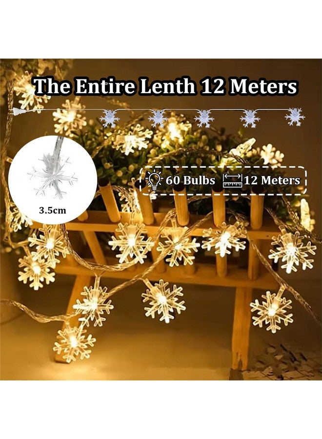 fizzytech Plastic Snow Flake String Lights Of Home Decoration Diwali Light For Party Birthday Diwali Christmas Navratri Valentine Gift Lights Of Home Decoration (12 Meter 60 Led, Warm White) - Image 4