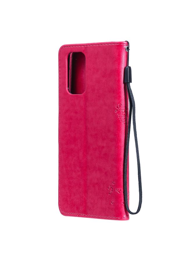 S-TOP Case For OPPO A93 5G / A74 5G Tree & Cat Pattern Pressed Printing Horizontal Flip PU Leather Case with Holder & Card Slots & Wallet & Lanyard - Image 4