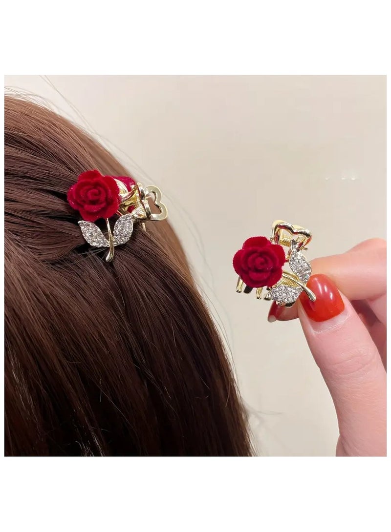 2pcs Elegant Small Gold Hair Clip with Crystal Decorated Luxury Look - Image 1