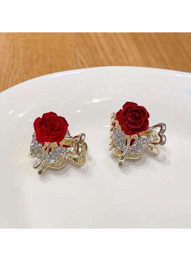 2pcs Elegant Small Gold Hair Clip with Crystal Decorated Luxury Look - Image 2
